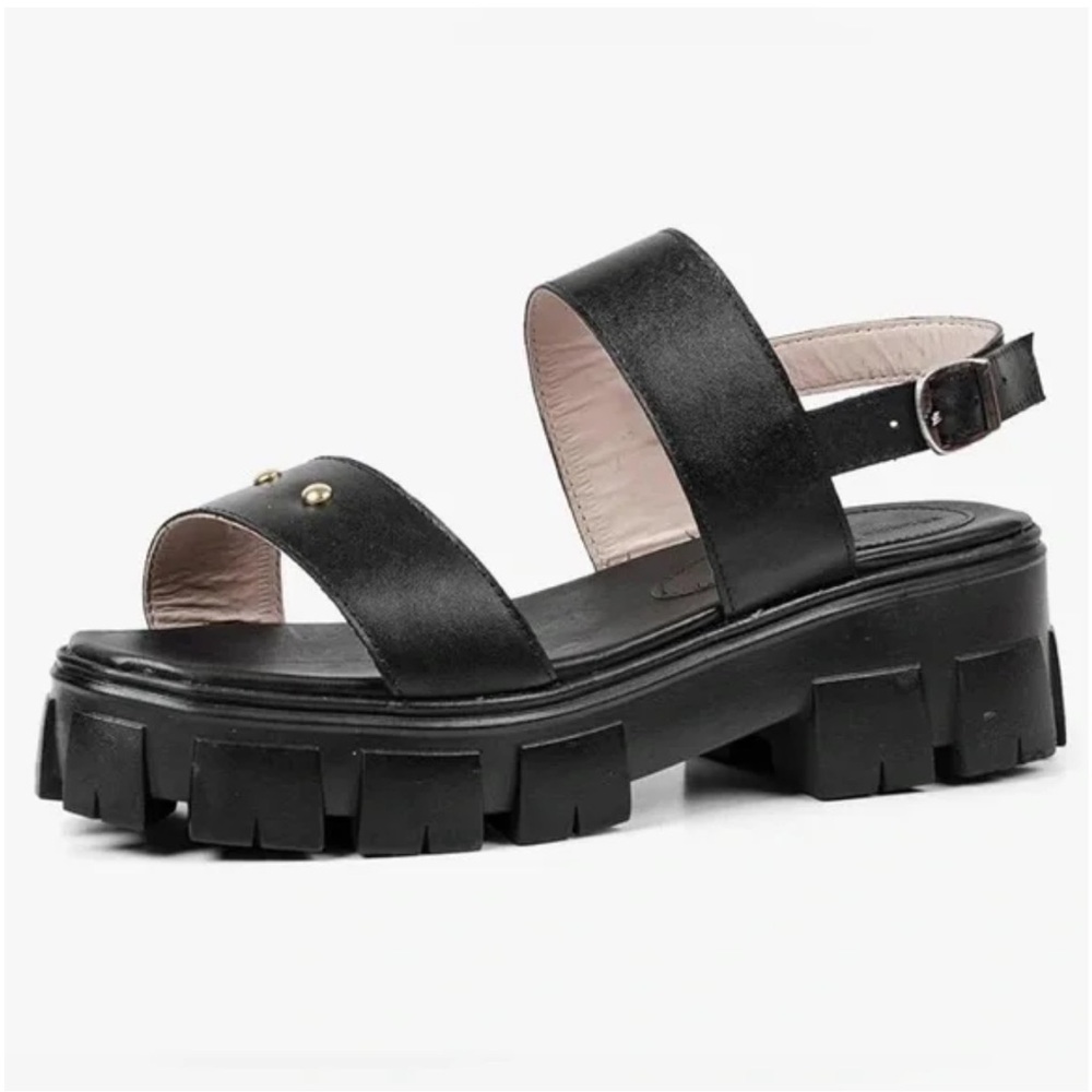 🌸SANDRO MOSCOLONI🌸 Strappy Platform Lug Sole Sandals  Black Size: 39